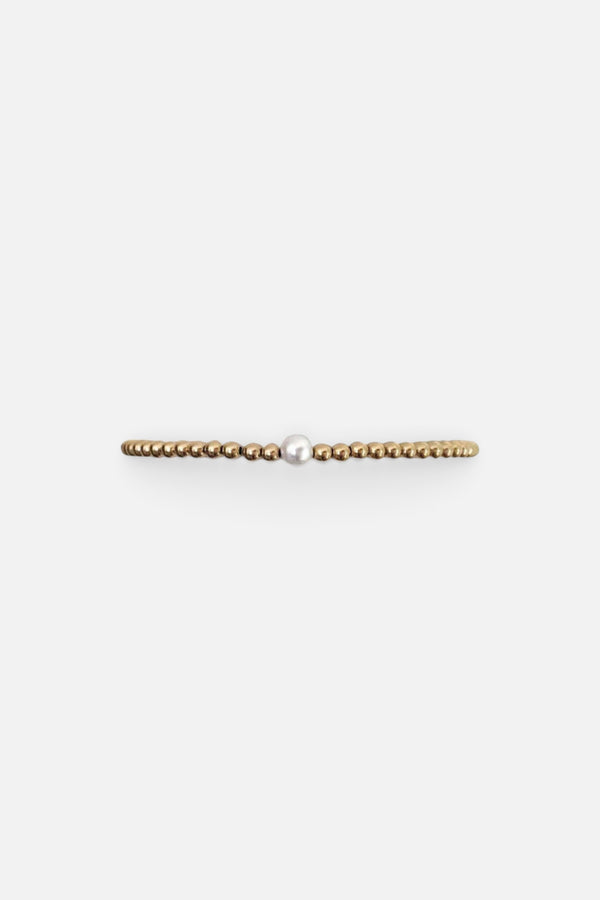 Karen Lazar 3mm Yellow Gold Filled Bracelet with Single Pearl
