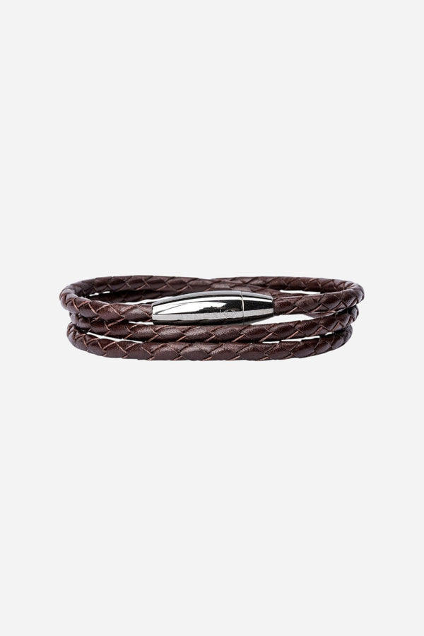Kenton Michael Mediterranean Chocolate Braided Leather Wrap - Medium