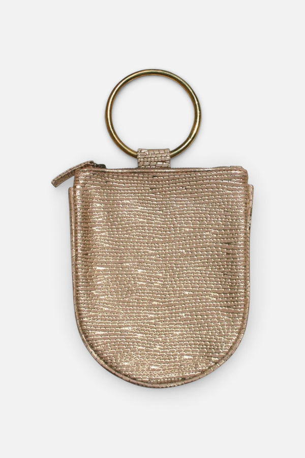 Kim White Mini Ring Wristlet - Cream & Gold Fancy