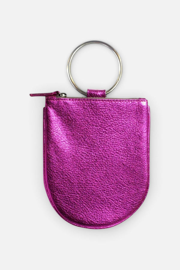 Kim White Mini Ring Wristlet - Hot Pink