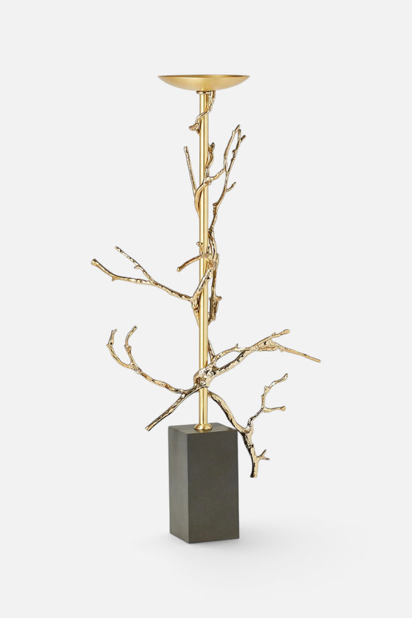 Large Twig Candle Holder Brass