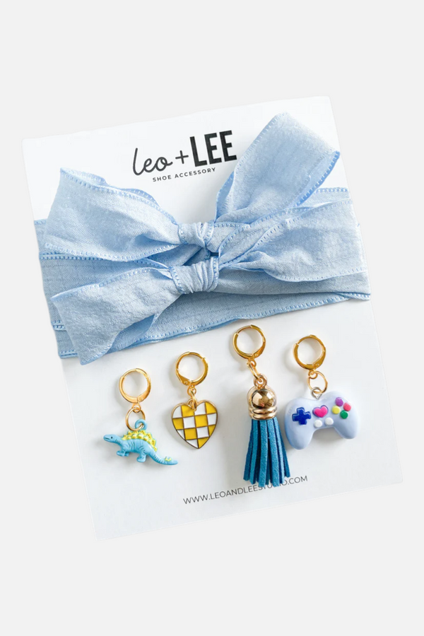 Leo & Lee Kid's Blue Sneaker Laces & Charm Set