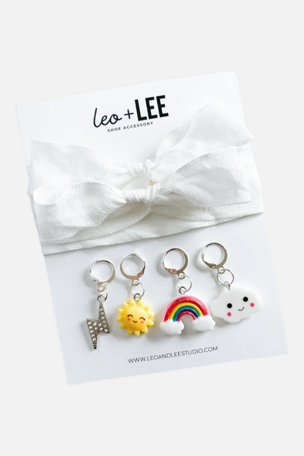 Leo & Lee Kid's White Sneaker Laces & Charm Set