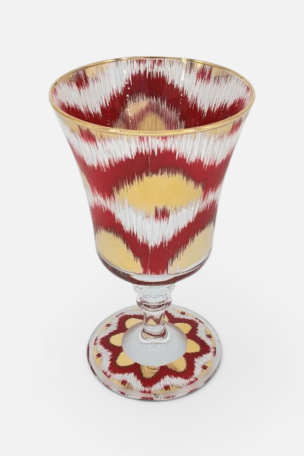 Les Ottomans Ikat Wine Goblet in Red