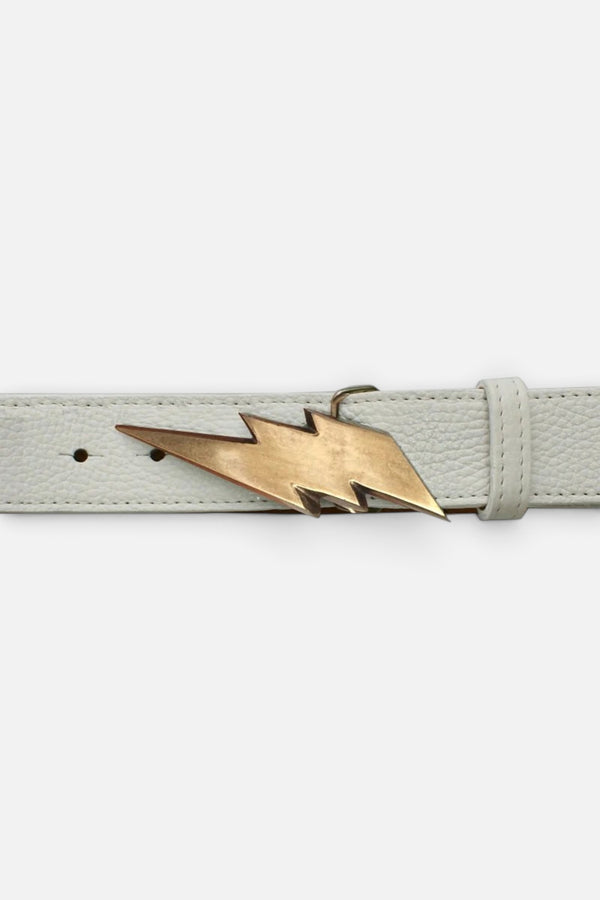 Lightning Bolt Belt - White