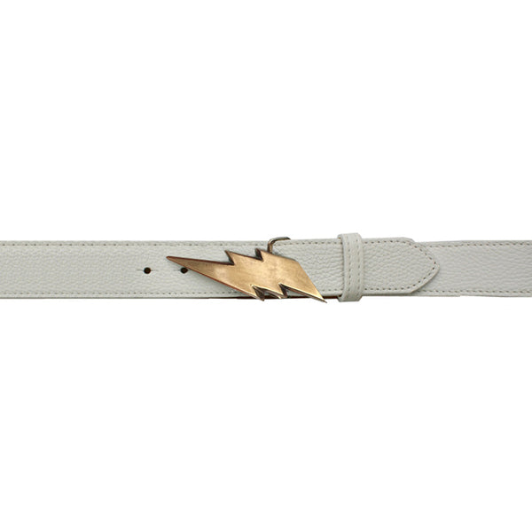Kim White Lightning Bolt Belt - White