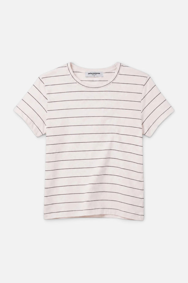 Perfect White Tee Lisa Stripe Tee in Natural Stripe
