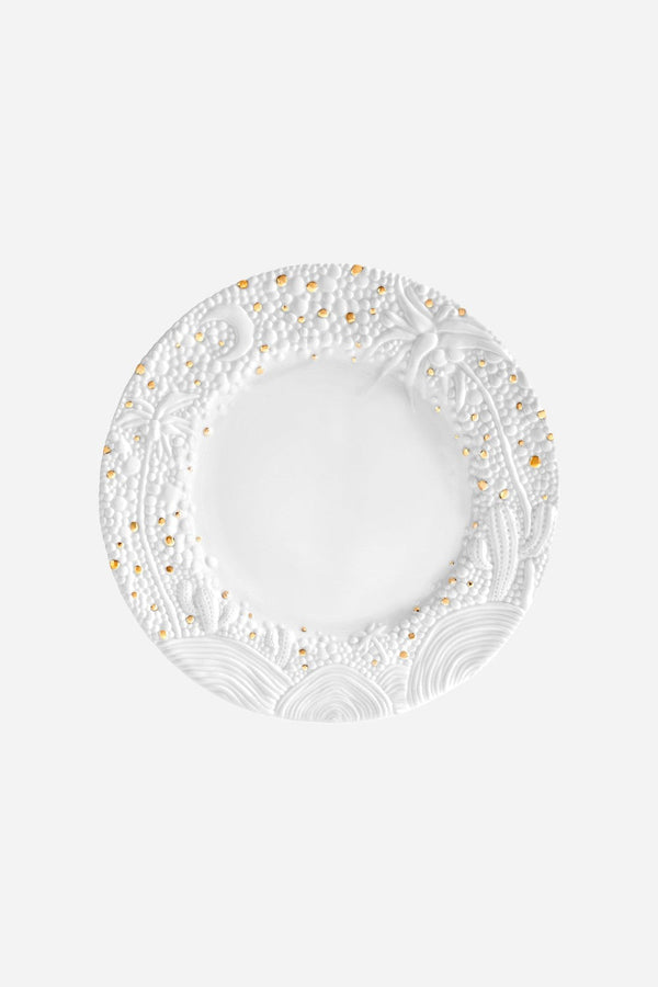 L'Objet Haas Mojave Desert Charger Wide in White/Gold