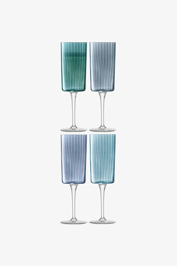 LSA International Gems Champagne Flute in Sapphire 7 Oz, Set of 4