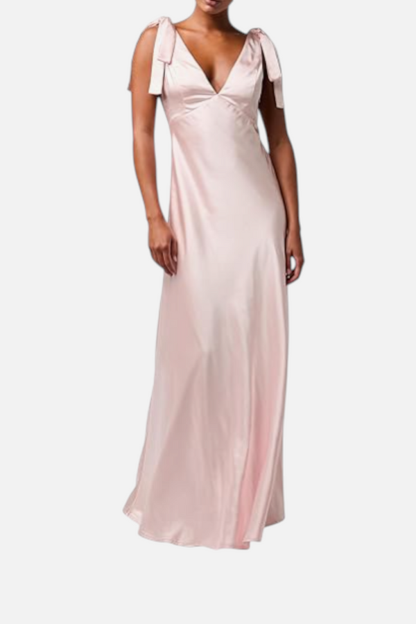 Lulus Henrietta Tie Strap Maxi Dress in Baby Pink