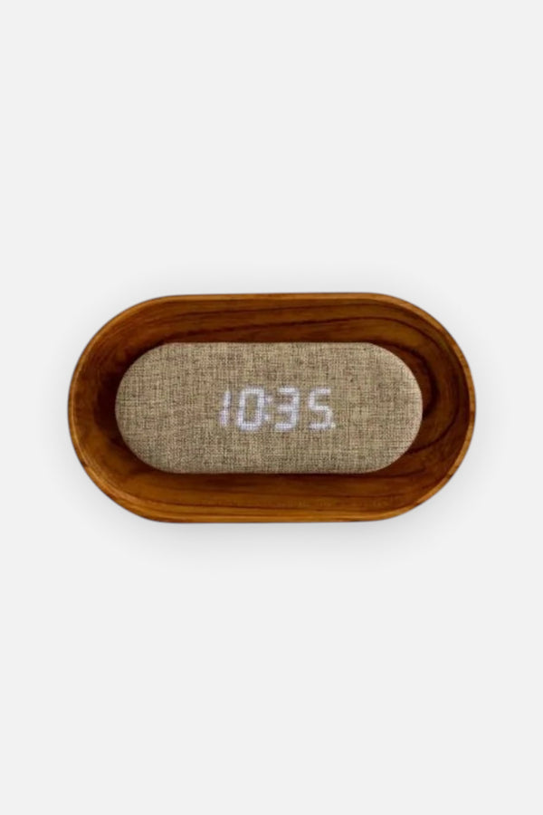 Gingko Lumos Oval Clock in White Ash