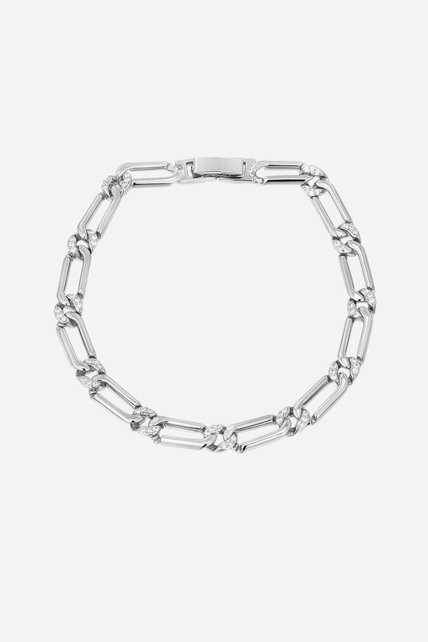 LUV AJ The Two-Tone Pave Link Bracelet in Silver