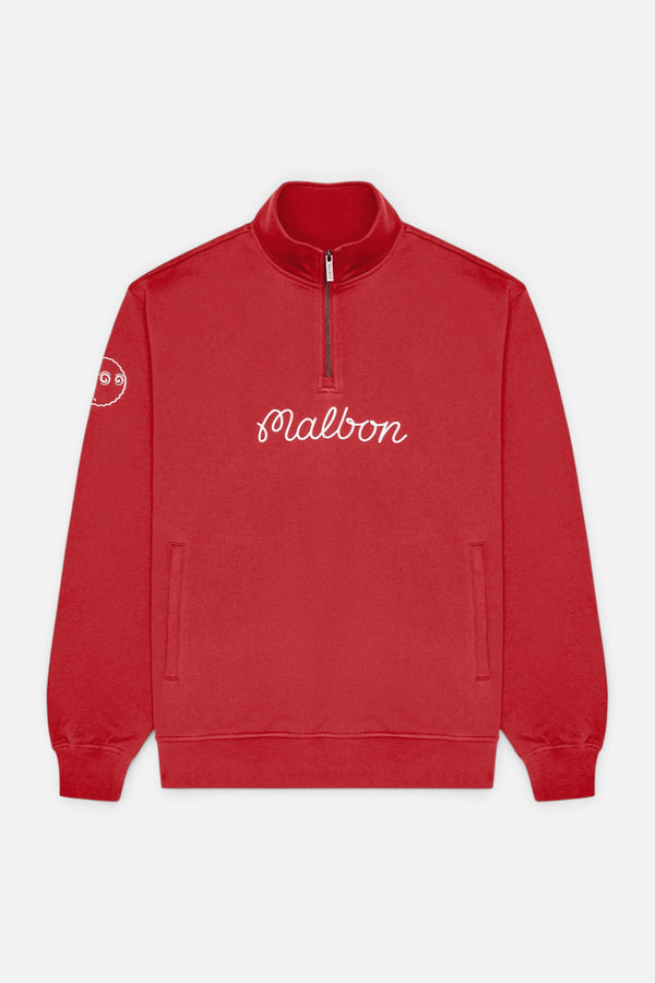 Malbon Golf Men's Collegiate Sweatshirt in Crimson Red