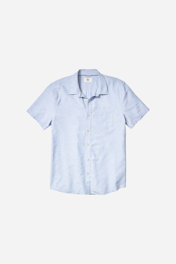 Marine Layer Better-Than-Linen Short Sleeve Shirt in Chambray