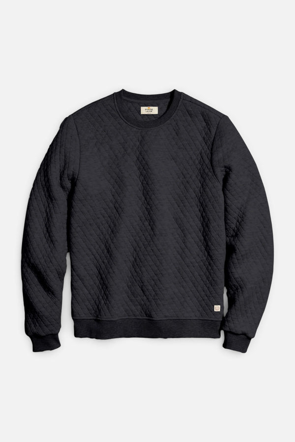 Marine Layer Corbet Quilted Crewneck in Charcoal