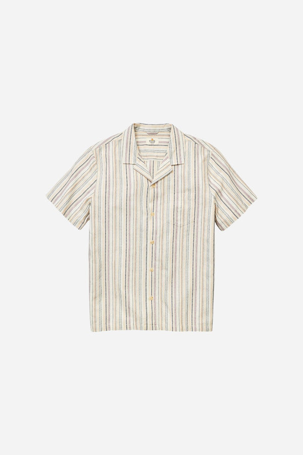 Marine Layer Dobby Resort Shirt in Natural Multi White