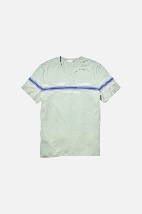 Marine Layer Signature Crew Stripe Tee in Iceberg Green