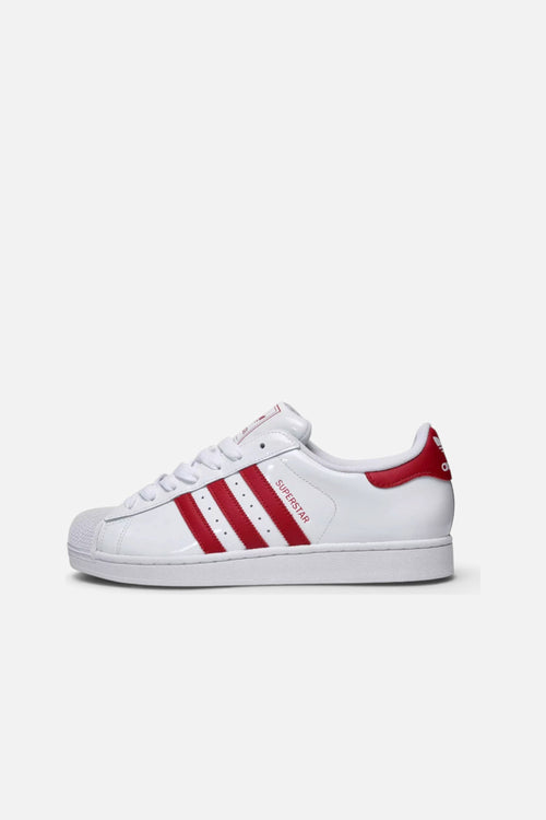 Men's Adidas Superstar II Patent Leather Sneakers in Victory Red – side view