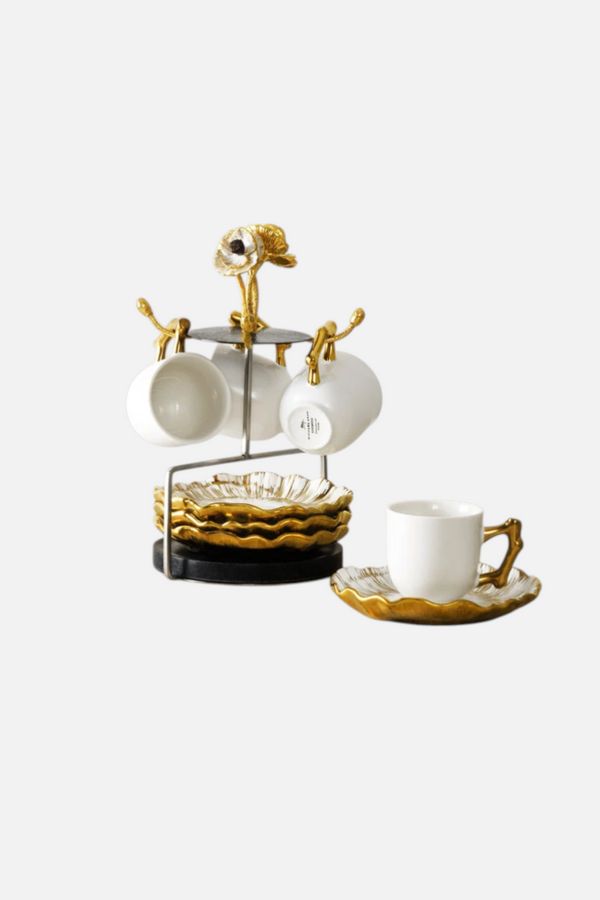 Michael Aram Anemone Demitasse Set & Stand