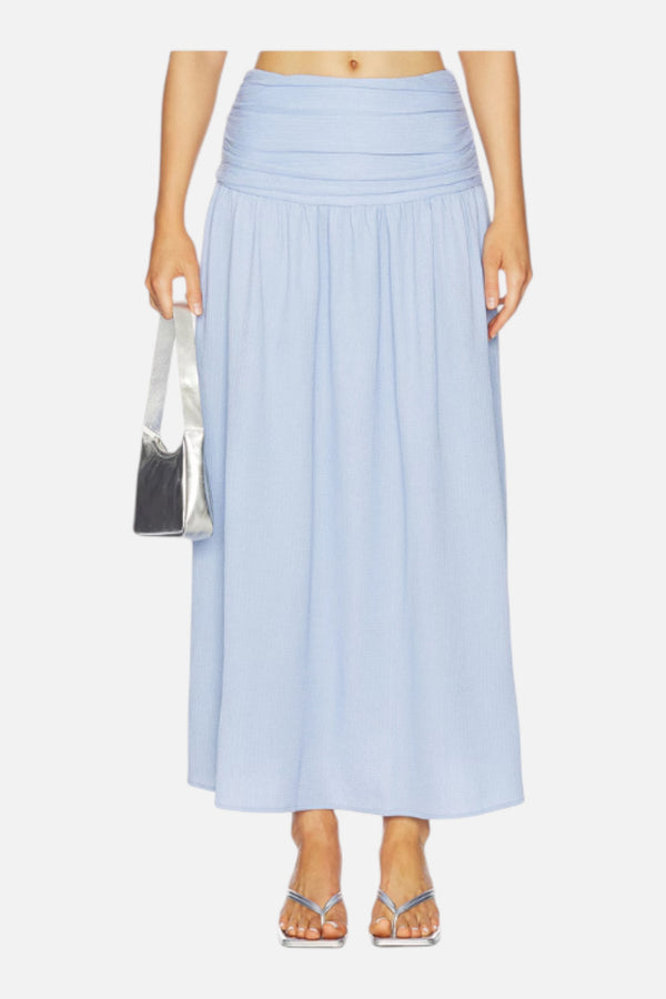 MINKPINK Luna Yoke Detail Maxi Skirt in Powder Blue