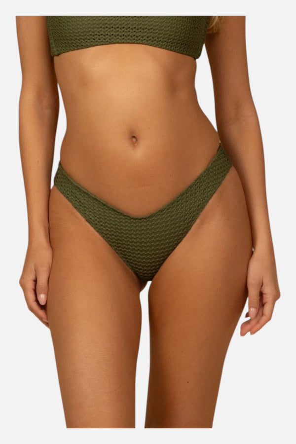 Montce Lulu Bikini Bottom in Olive Crochet