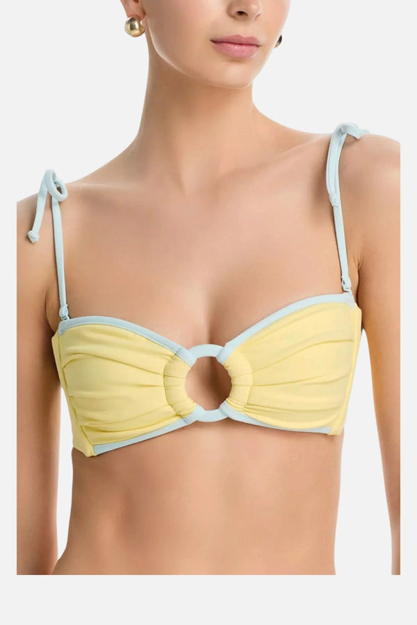 Montce Women's Binded Tori Ties Bandeau Bikini Top in Sunshine