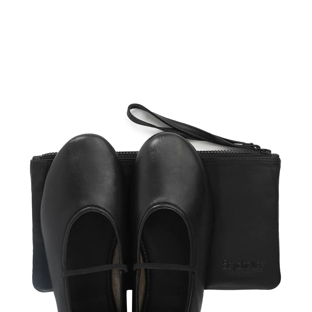 Seychelles Neon Moon Ballet Flat Travel Duo in Black Leather – CHROME