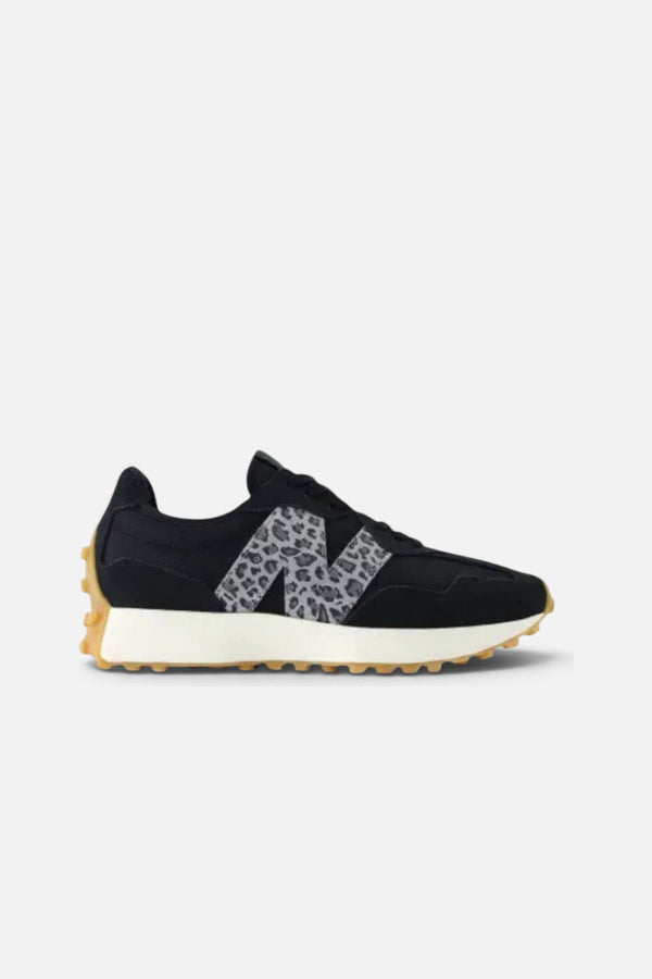 New Balance Women's 327 Sneaker in Black Leopard