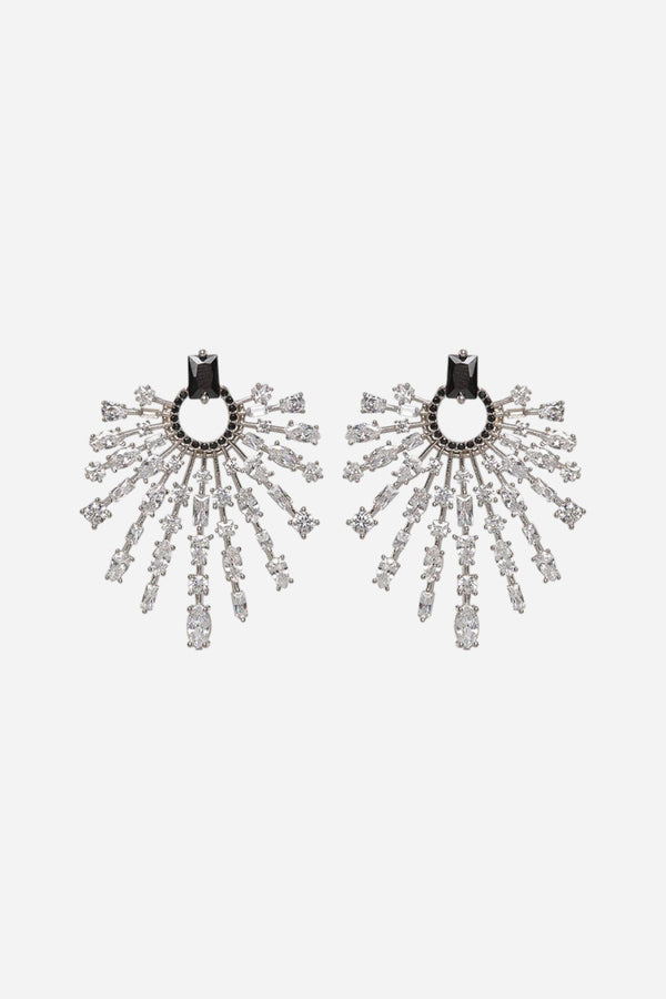 Nickho Rey Holly Earrings in Silver with Clear and Black Stones