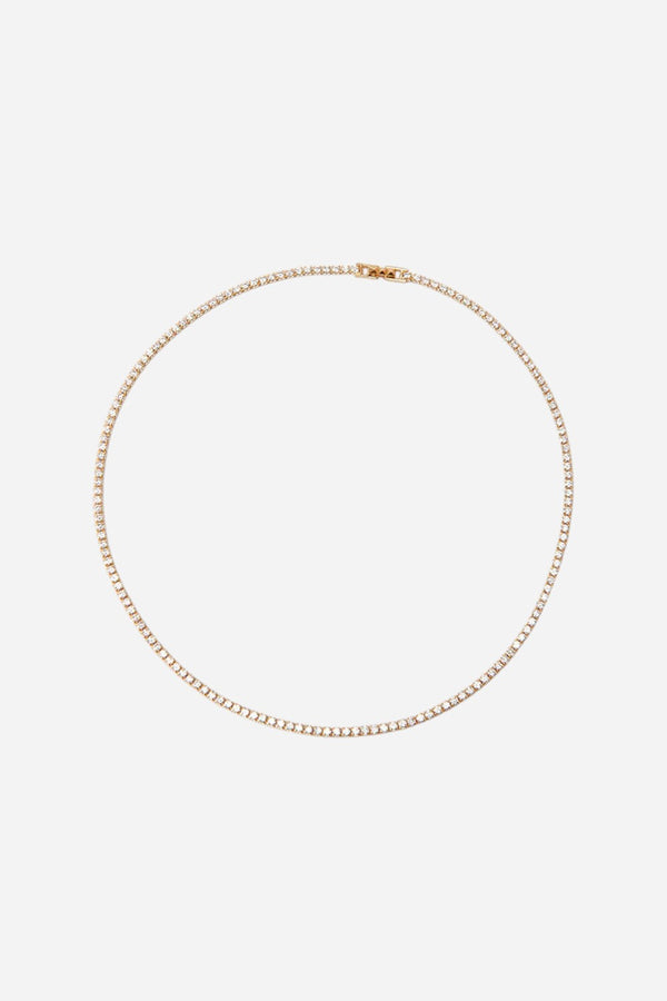 Nickho Rey Tish Tennis Necklace 16" in Gold & Clear Crystals