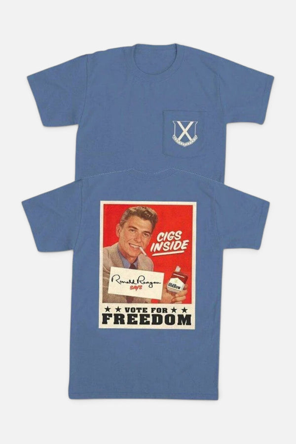 Old Row Cigs Inside Blue Reagan Pocket Tee