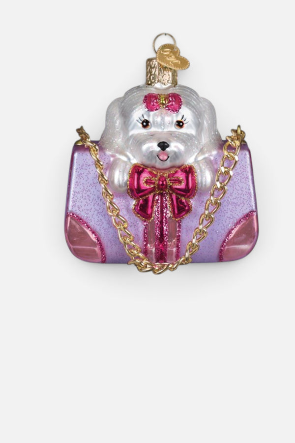 Old World Christmas Posh Pup in Purse Ornament