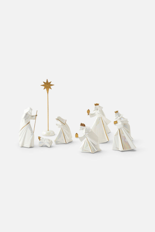 One Hundred 80 Degrees Glazed Porcelain Nativity, Set of 7