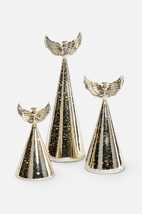 One Hundred 80 Degrees Lighted Glass Angels, Set of 3