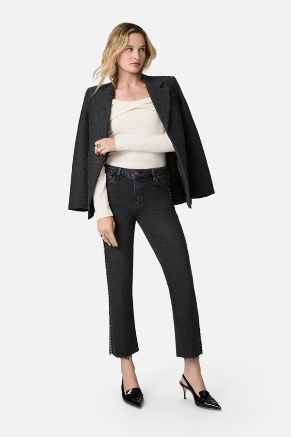Paige Mason Ankle Straight Jean in Glitz Black Embellished