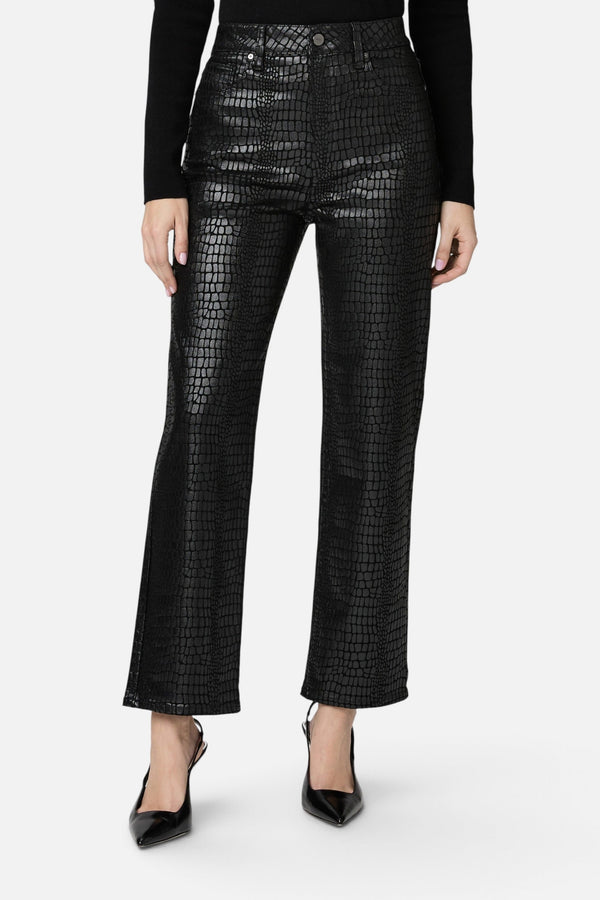 Paige Stevie Ankle Jeans in Black Fog Croc