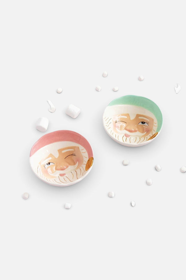 Papa Noel Winky Eye Santa Bowl, Pink