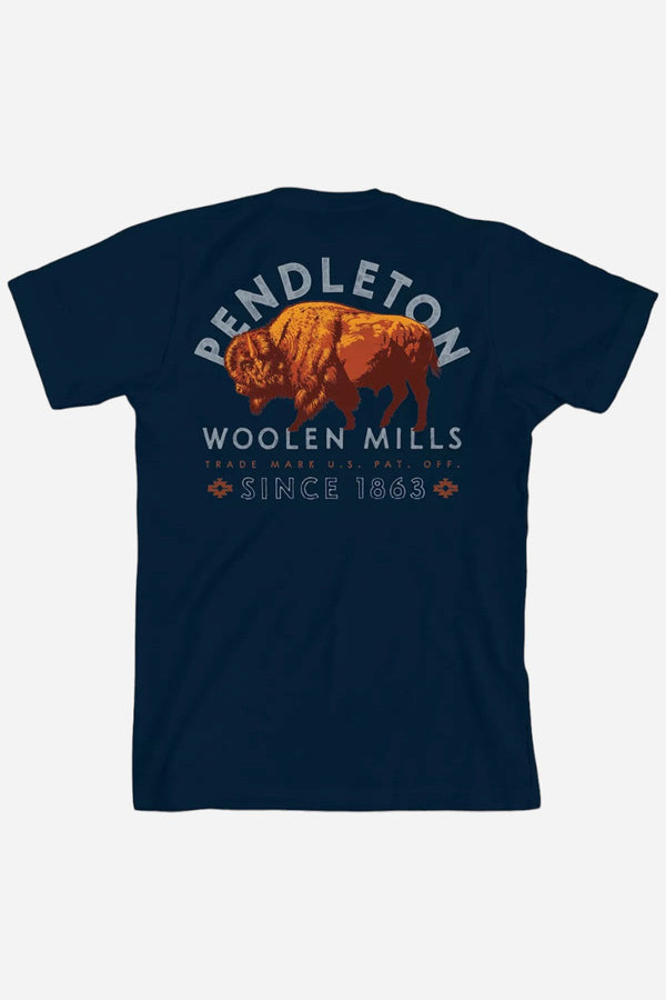 Pendleton Bison Graphic Tee in Navy Multi