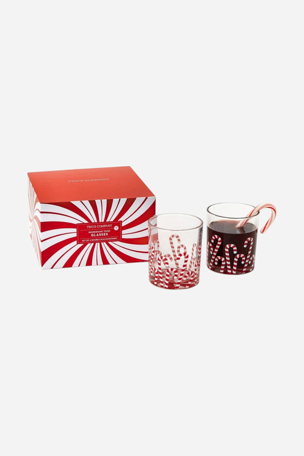 Peppermint Twist Double Old Fashioned Glasses - Set of 4