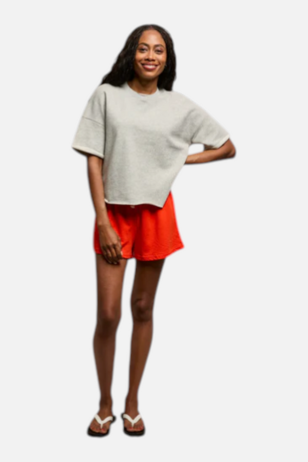 Perfect White Tee Layla Sweat Shorts in Tomato