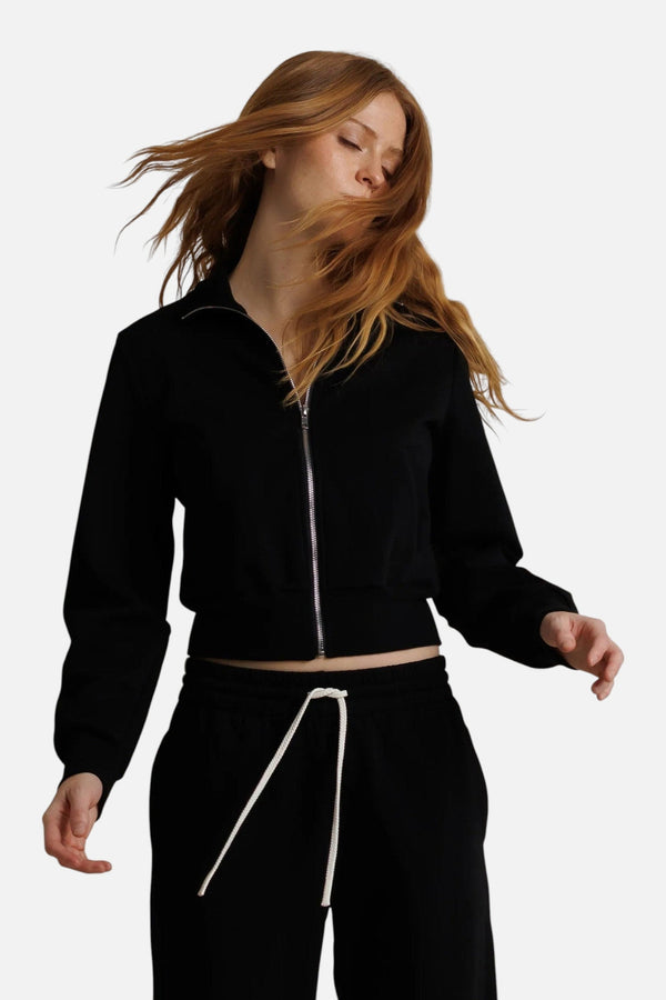 Perfect White Tee Milana Track Jacket in True Black