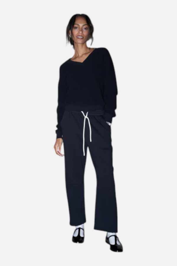 Perfect White Tee Women's Fallon Barrel Leg Sweatpants in True Black