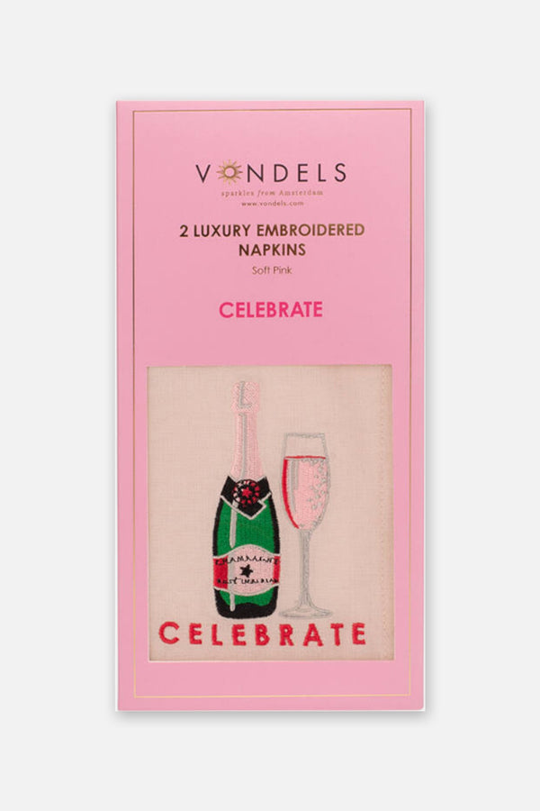 Pink Celebrate Embroidered Napkins Set of 2