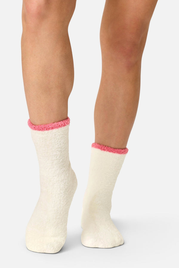 PJ Salvage Women's Sip, Sip, Sparkle Embroidered Socks in White