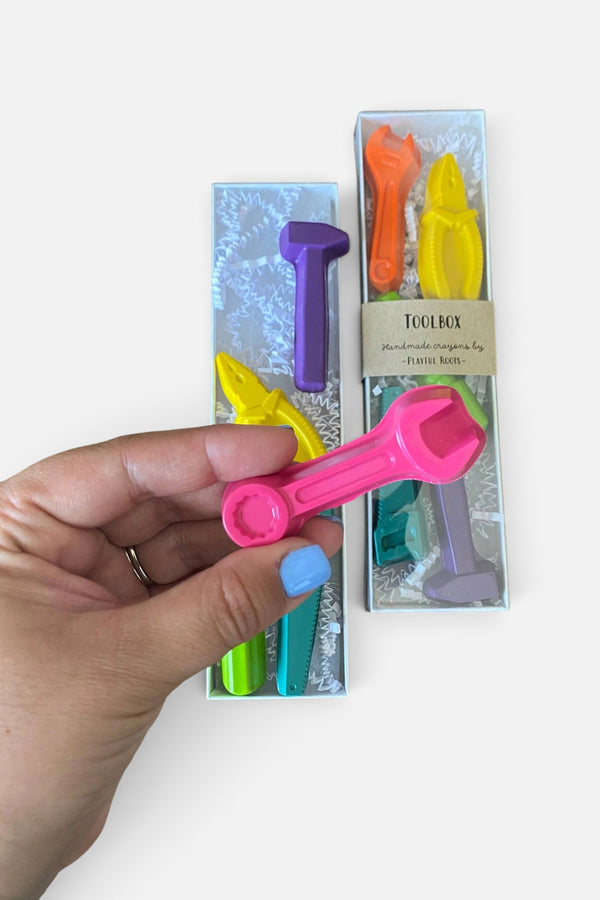Playful Roots Toolbox Crayon Set in Primary Colors