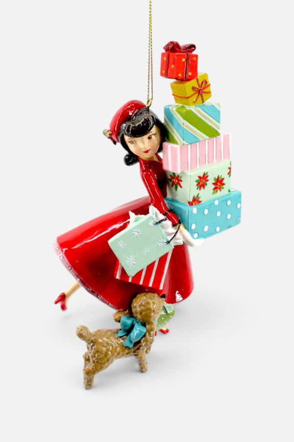 Retro Shopping Girl Ornament