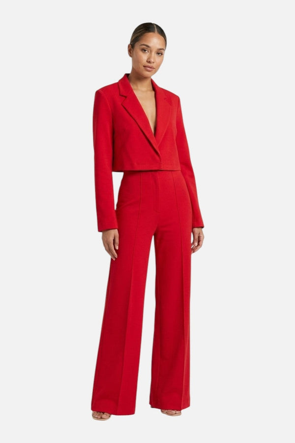 Ripley Rader Ponte Knit Stand Wide Leg Pant in Red