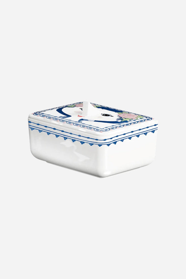 Rosendahl Bjørn Wiinblad Dora Bonbonniere, Blue, H: 3.1"