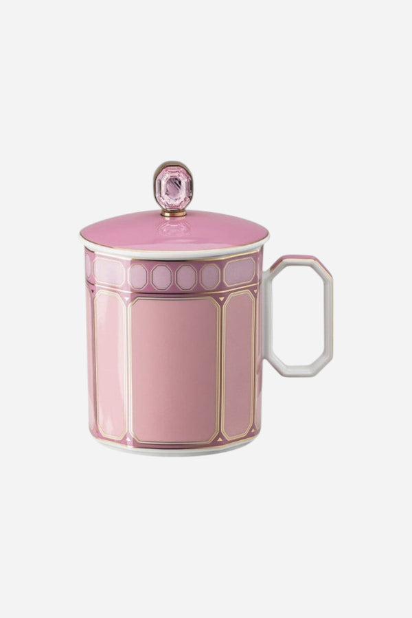 Rosenthal Swarovski Signum Mug with Lid in Rose Pink