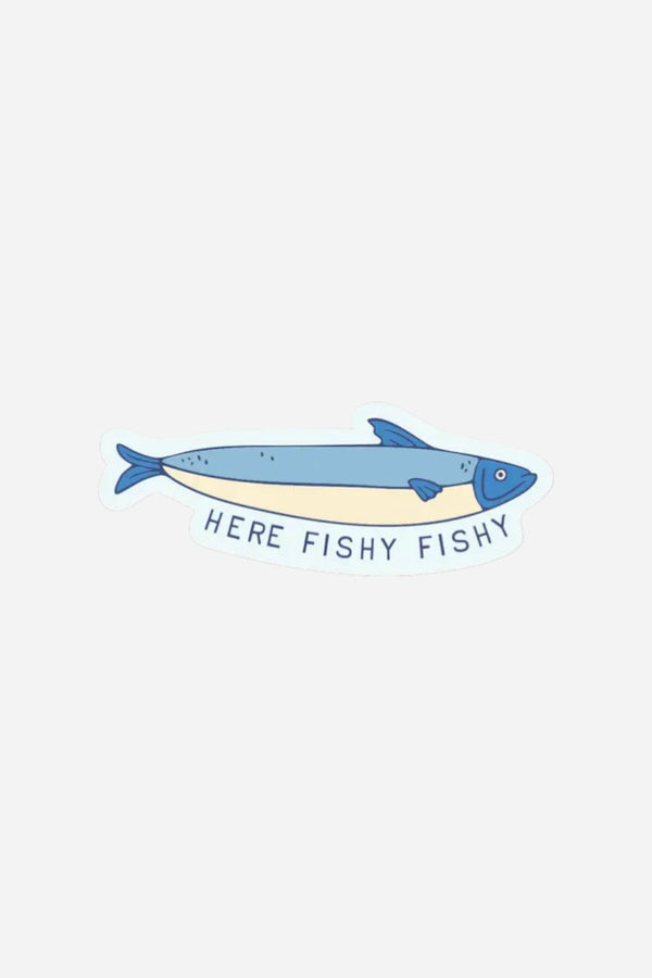 Ruff House Print Shop Here Fishy Fishy Sticker